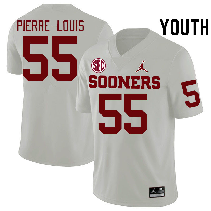 Youth #55 Eddy Pierre-Louis Oklahoma Sooners 2024 SEC Conference College Football Jerseys-White